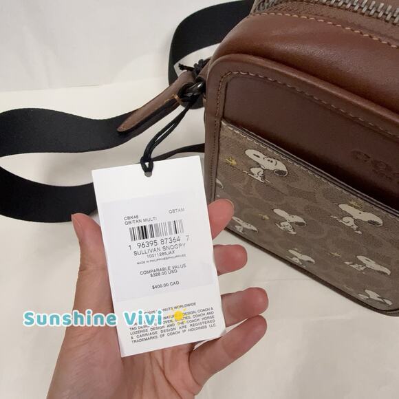 Coach X CBK48 Peanuts Sullivan Crossbody Bag Signature Canvas With Snoopy Print - Picture 4 of 6